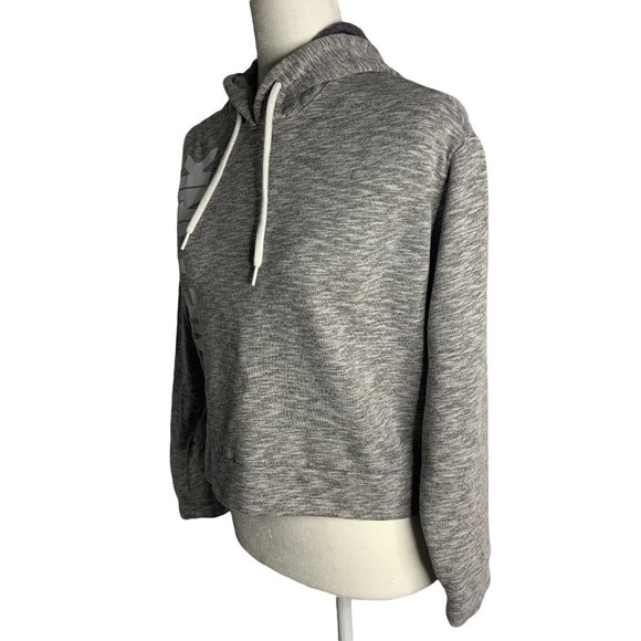 Victorias Secret Pink Cropped Sweatshirt XS Grey Hooded Long Sleeve Fleece - Picture 3 of 7